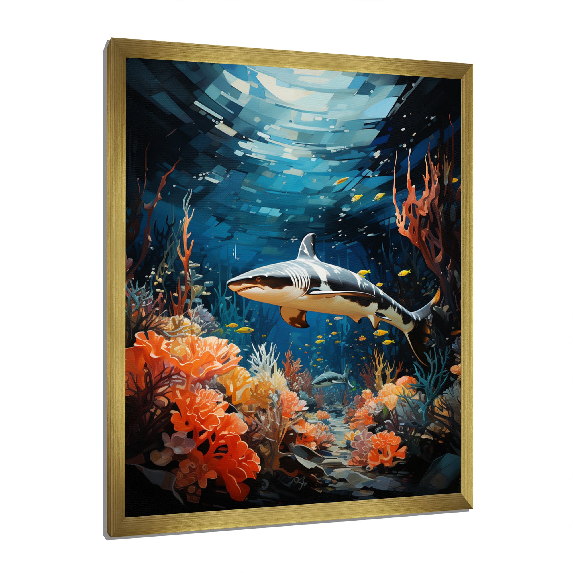 Teal Shark Animal Coastal Creatures - Shark Wall Art Prints