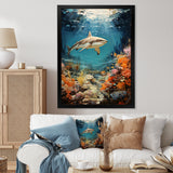 Teal Shark Coastal Creatures - Shark Wall Art Prints