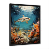 Teal Shark Coastal Creatures - Shark Wall Art Prints