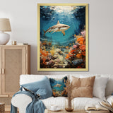 Teal Shark Coastal Creatures - Shark Wall Art Prints