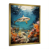 Teal Shark Coastal Creatures - Shark Wall Art Prints