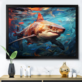 Teal Shark Oceans Dance Geometric - Teal Shark Wall Art
