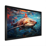 Teal Shark Oceans Dance Geometric - Teal Shark Wall Art