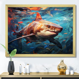 Teal Shark Oceans Dance Geometric - Teal Shark Wall Art