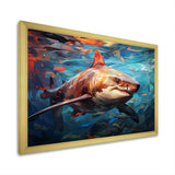 Teal Shark Oceans Dance Geometric - Teal Shark Wall Art