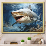 Grey Teal Shark Stride - Shark Framed Canvas Art
