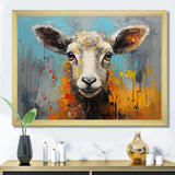 Teal Palette Knife Sheep - Sheep Framed Canvas Art