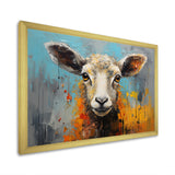 Teal Palette Knife Sheep - Sheep Framed Canvas Art