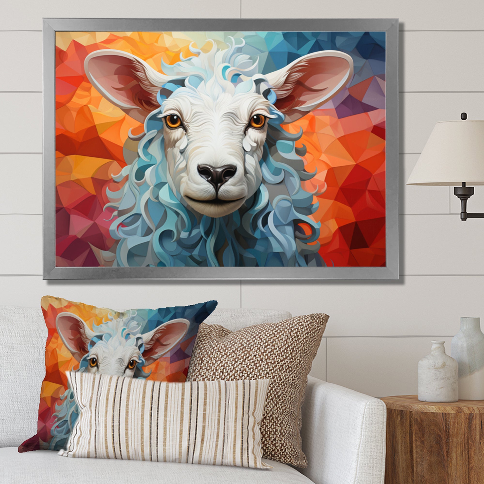 Sheep Serenity Geometric - Multi-Color Sheep Wall Art
