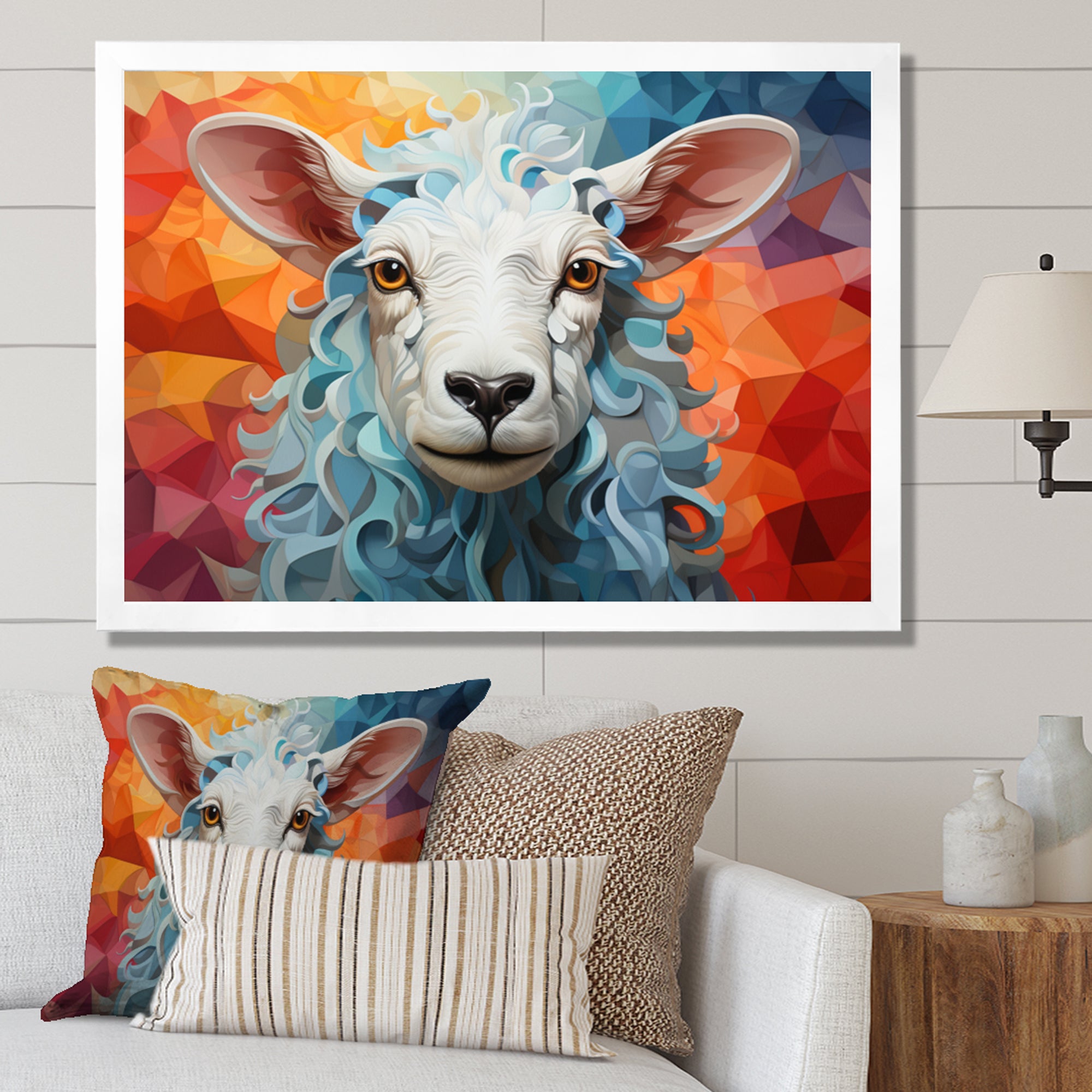 Sheep Serenity Geometric - Multi-Color Sheep Wall Art