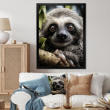 Sloth Portrait Vibrant - Sloth Framed Canvas Art