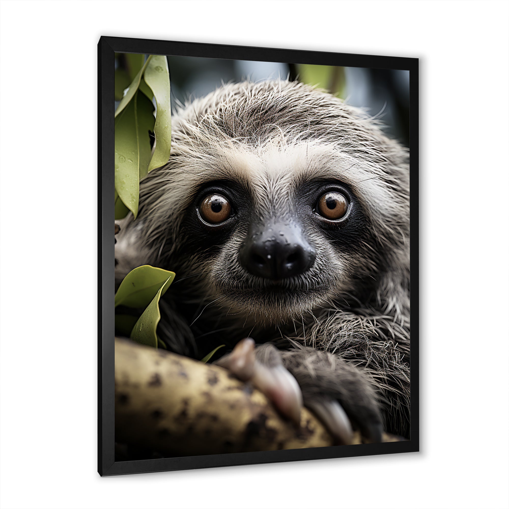 Sloth Portrait Vibrant - Sloth Framed Canvas Art