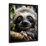 Sloth Portrait Vibrant - Sloth Framed Canvas Art