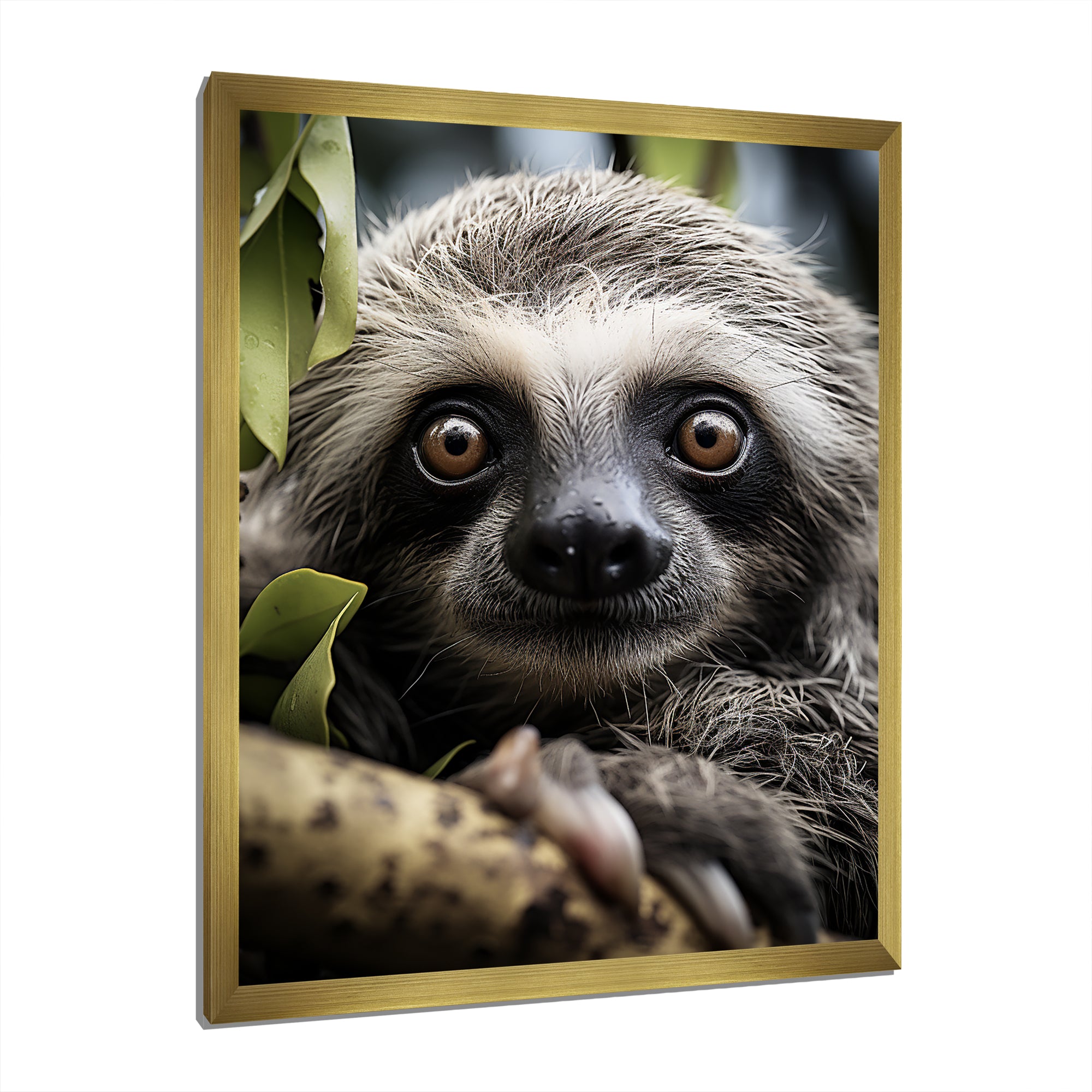 Sloth Portrait Vibrant - Sloth Framed Canvas Art