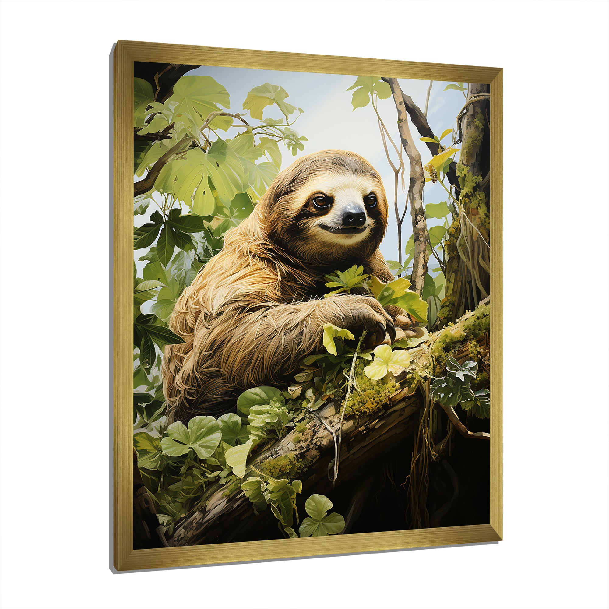 Sloth Slumbering Pastoral - Sloth Canvas Wall Art