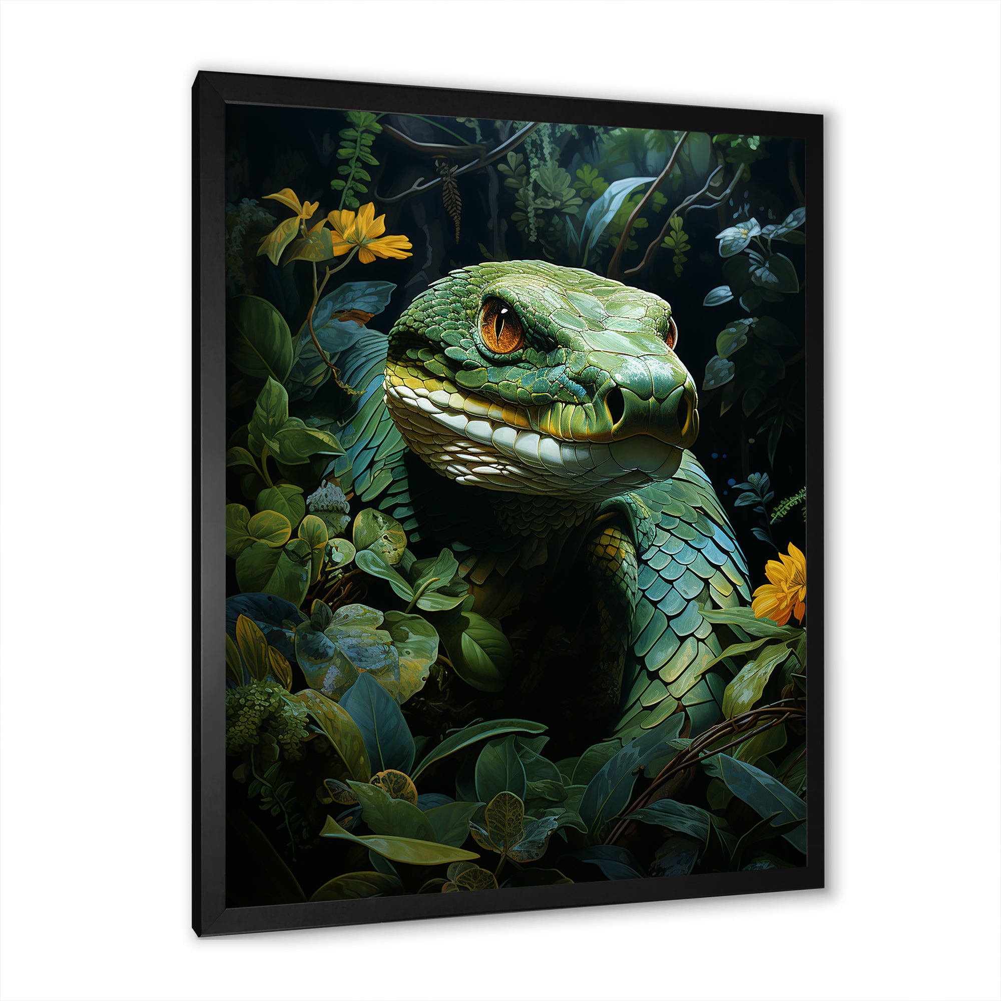 Green Snake Solitude - Snake Wall Art Prints