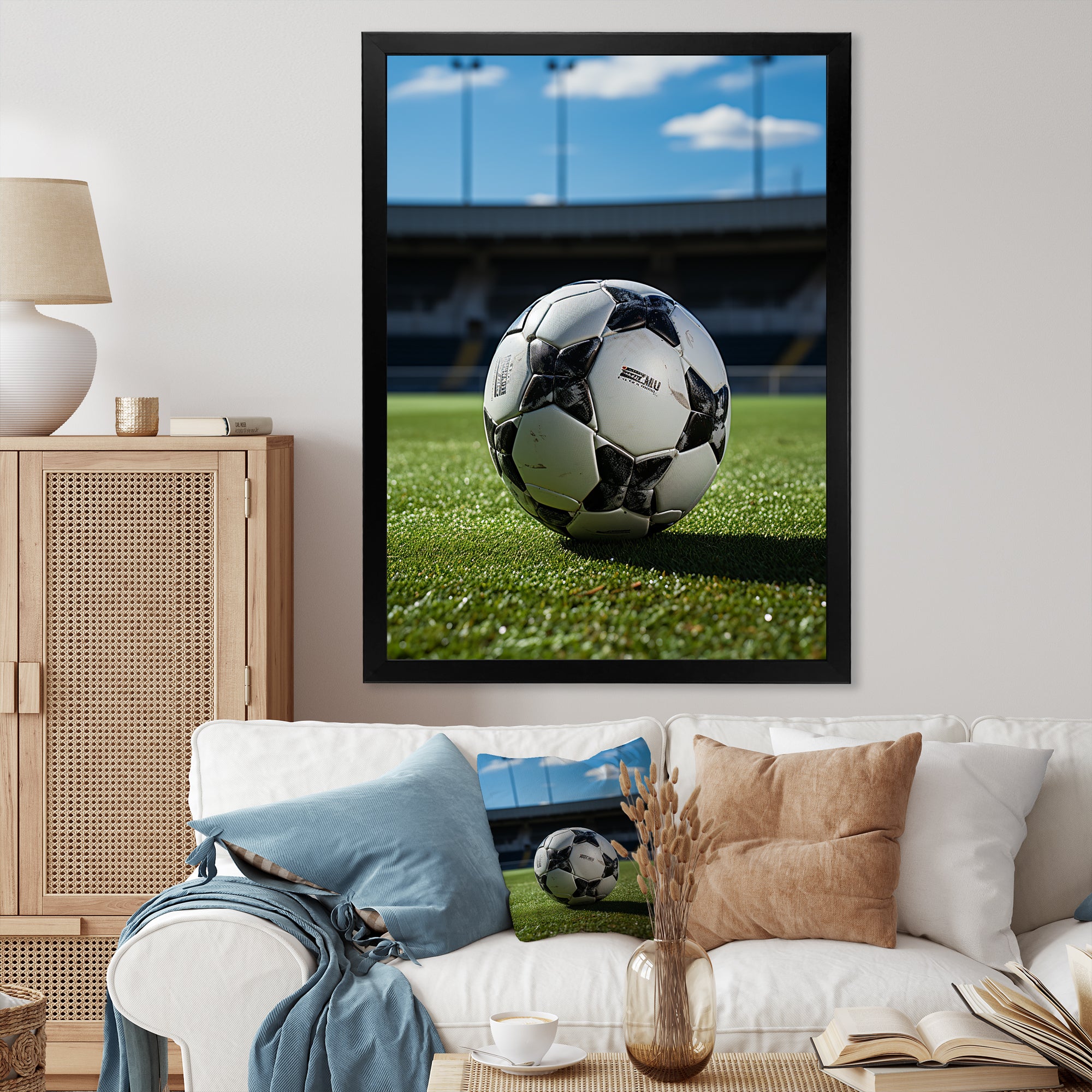 Soccer Ball Of Shadows I - Soccer Canvas Wall Art