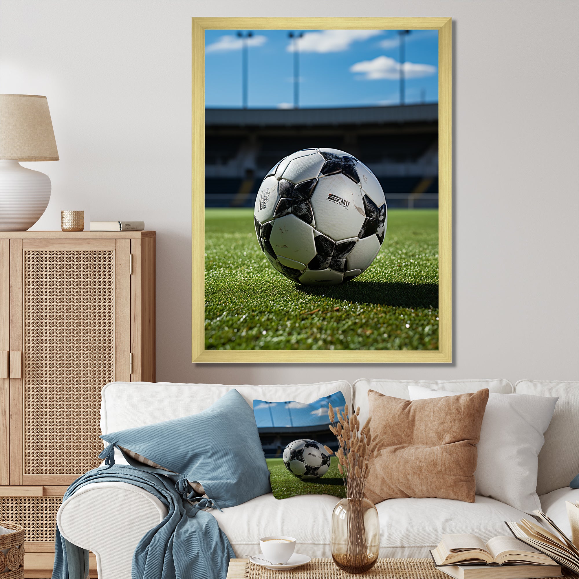 Soccer Ball Of Shadows I - Soccer Canvas Wall Art