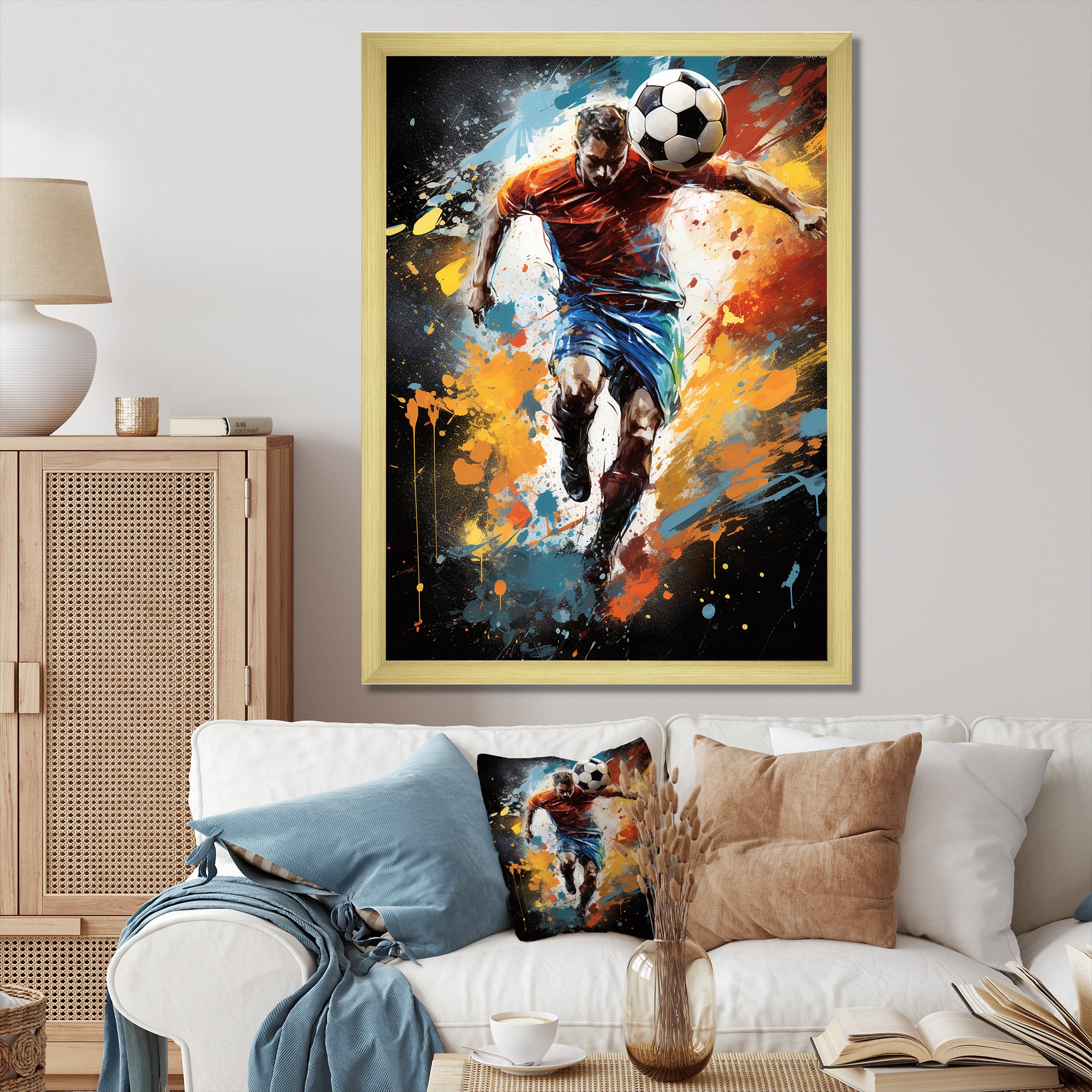 Abstract Soccer Portrait Fusion - Soccer Canvas Wall Art