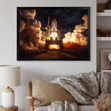 Space Shuttle Captivating Night Launch I - Space Shuttle Canvas Wall Art