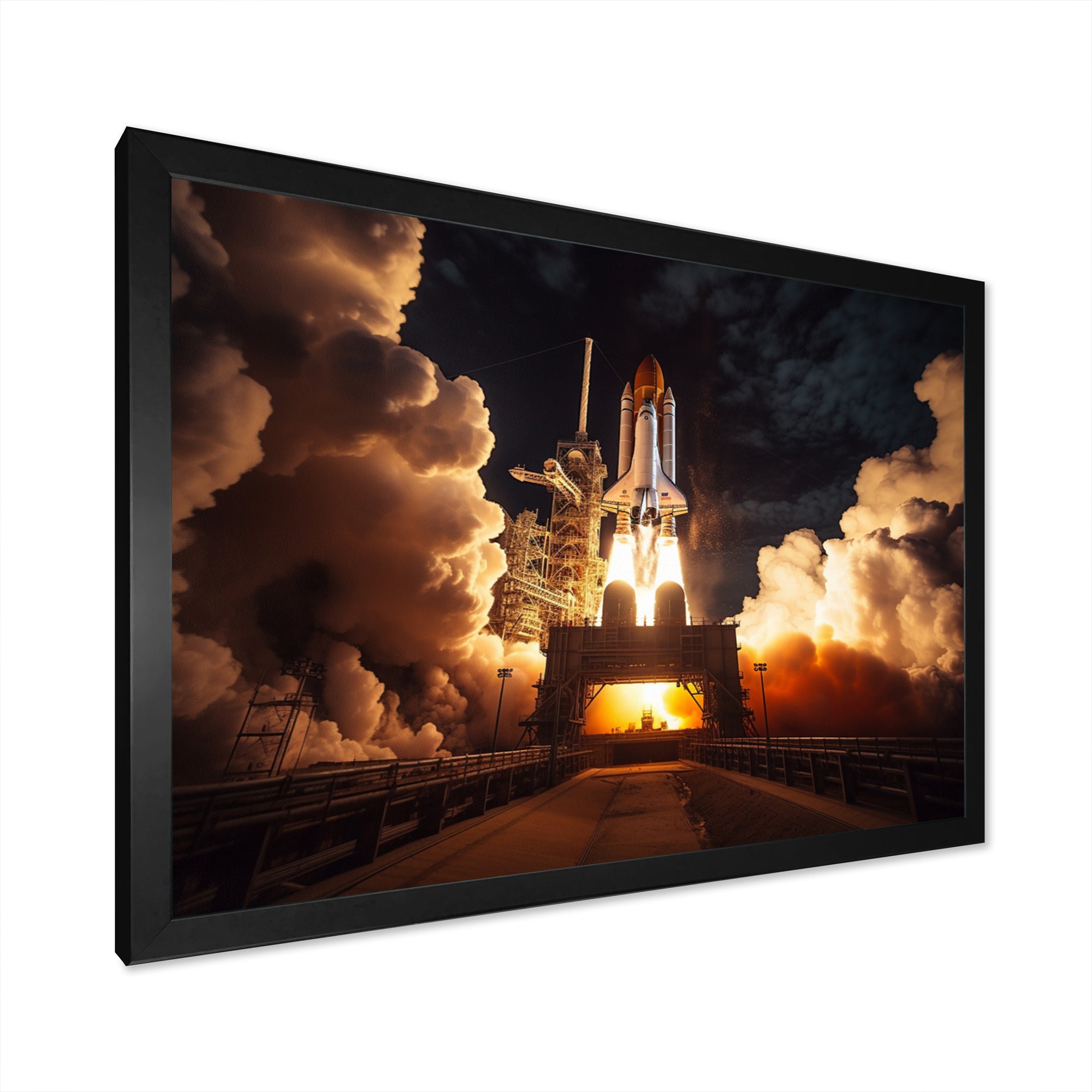 Space Shuttle Captivating Night Launch I - Space Shuttle Canvas Wall Art