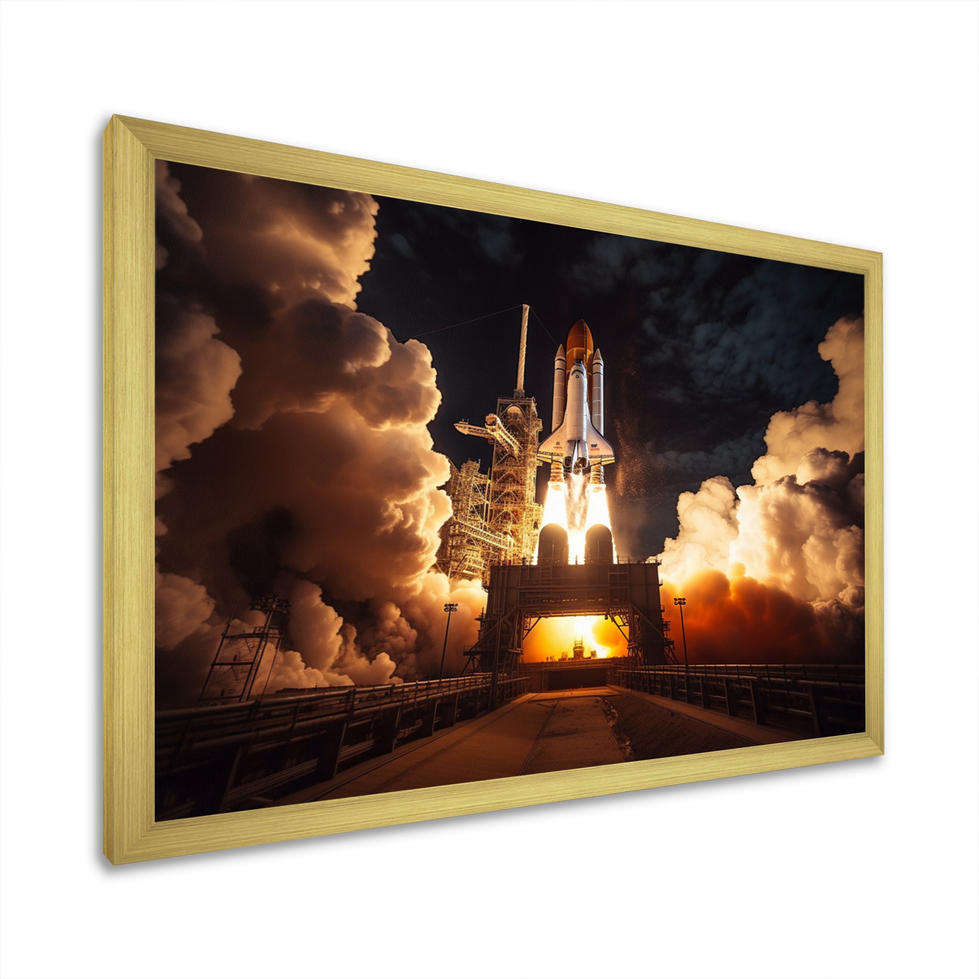 Space Shuttle Captivating Night Launch I - Space Shuttle Canvas Wall Art