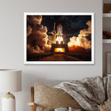 Space Shuttle Captivating Night Launch I - Space Shuttle Canvas Wall Art