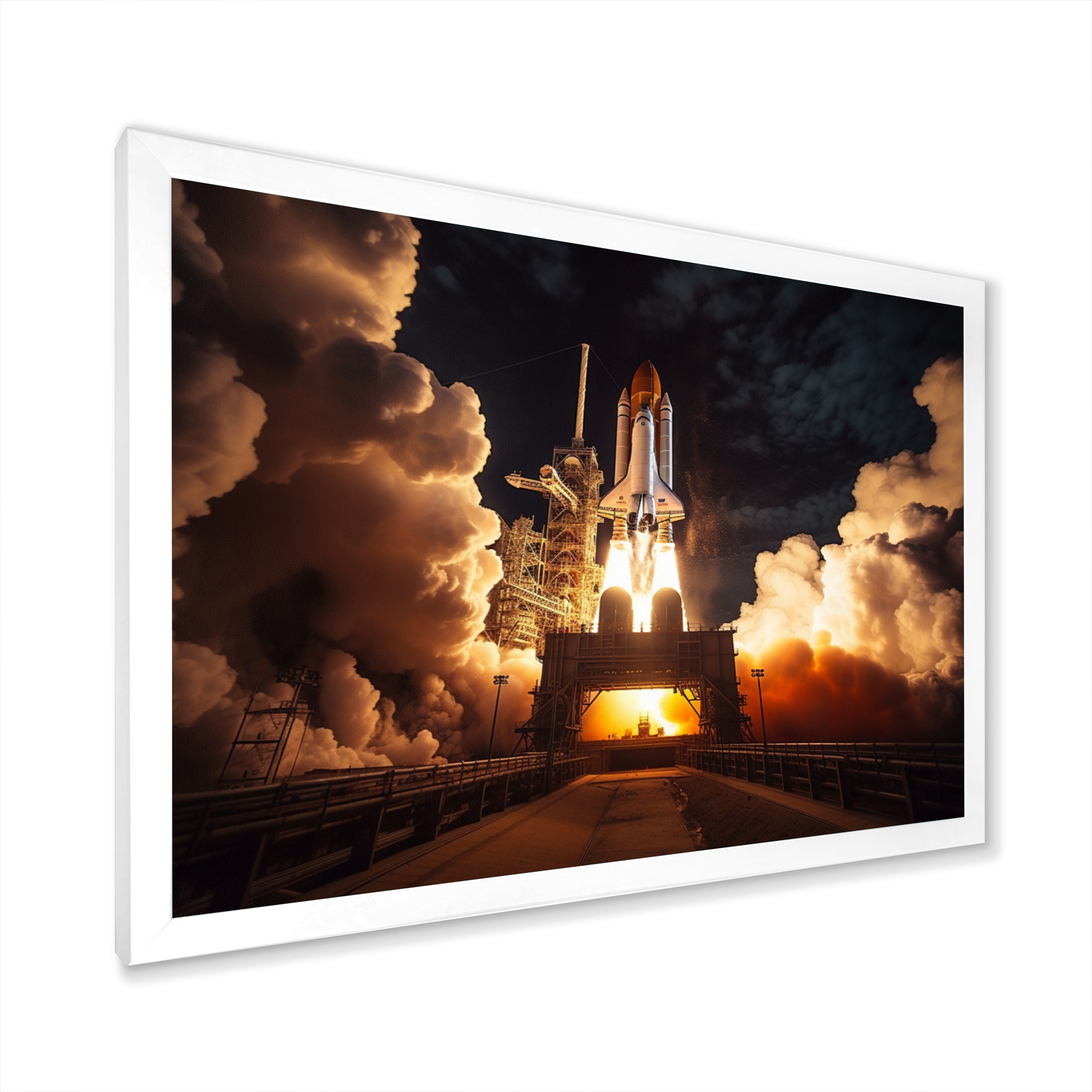 Space Shuttle Captivating Night Launch I - Space Shuttle Canvas Wall Art