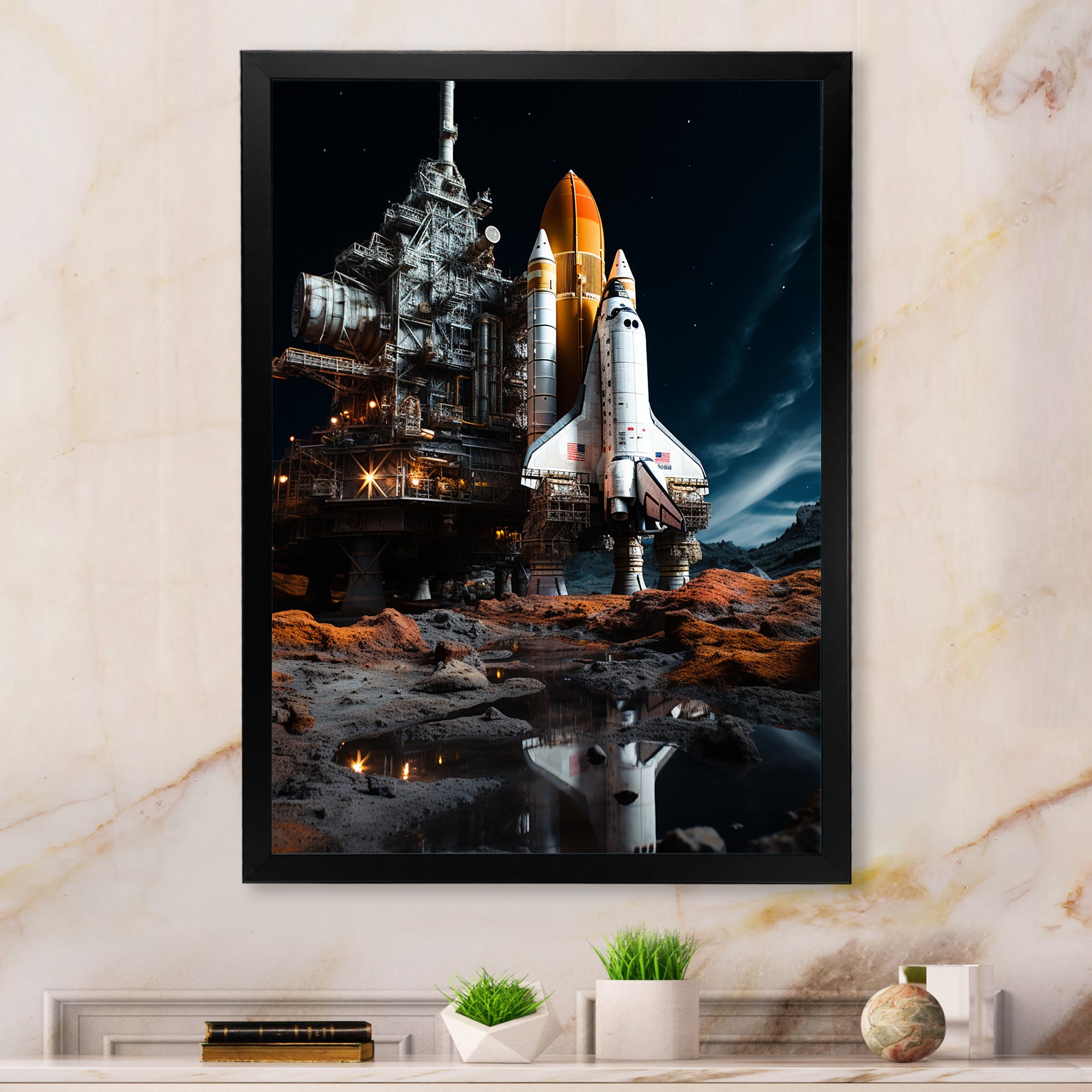 Space Shuttle Moonlit Rendezvous I - Space Shuttle Canvas Wall Art