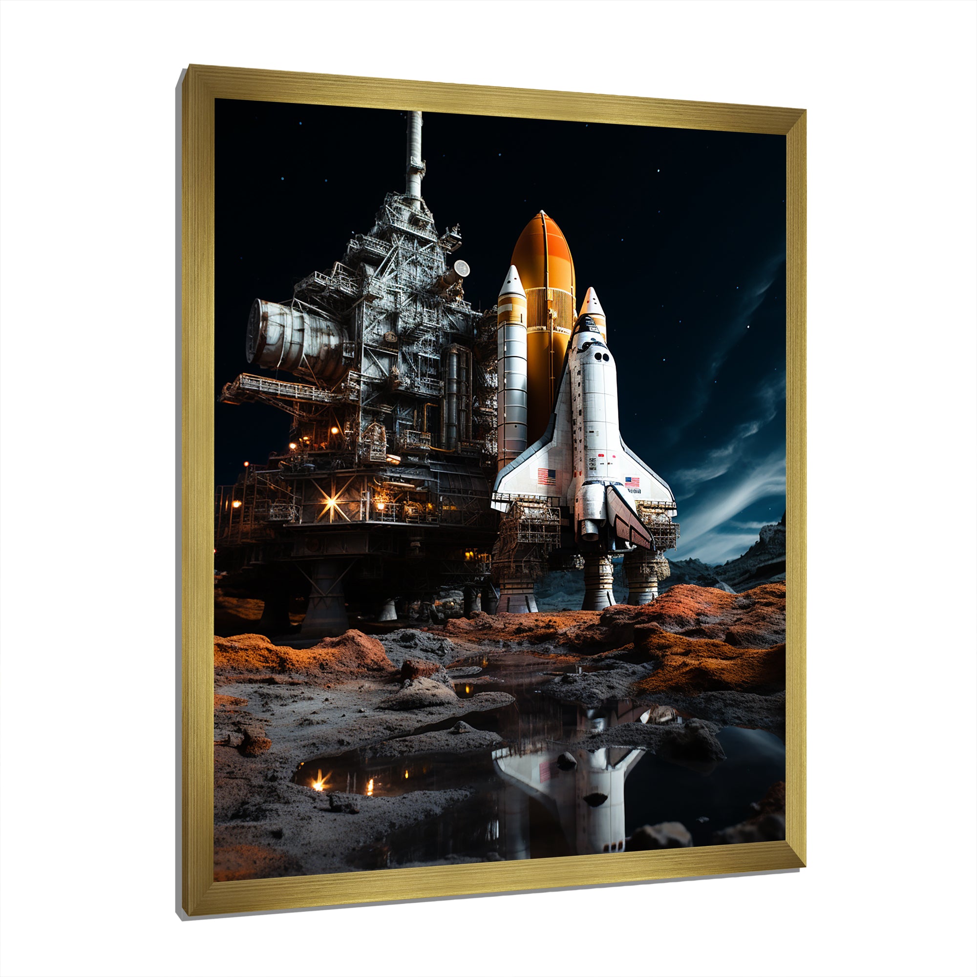 Space Shuttle Moonlit Rendezvous I - Space Shuttle Canvas Wall Art