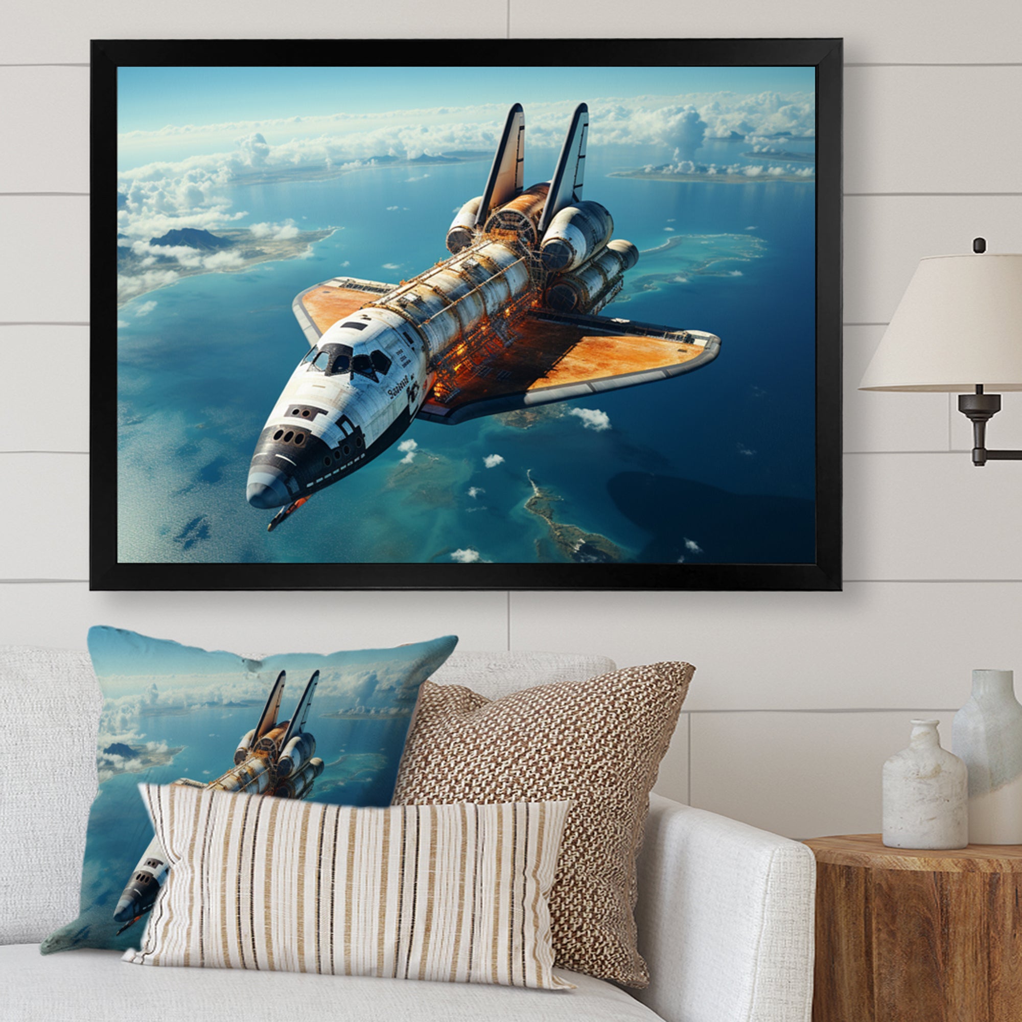Space Shuttle Orbiting Earth I - Space Shuttle Canvas Wall Art