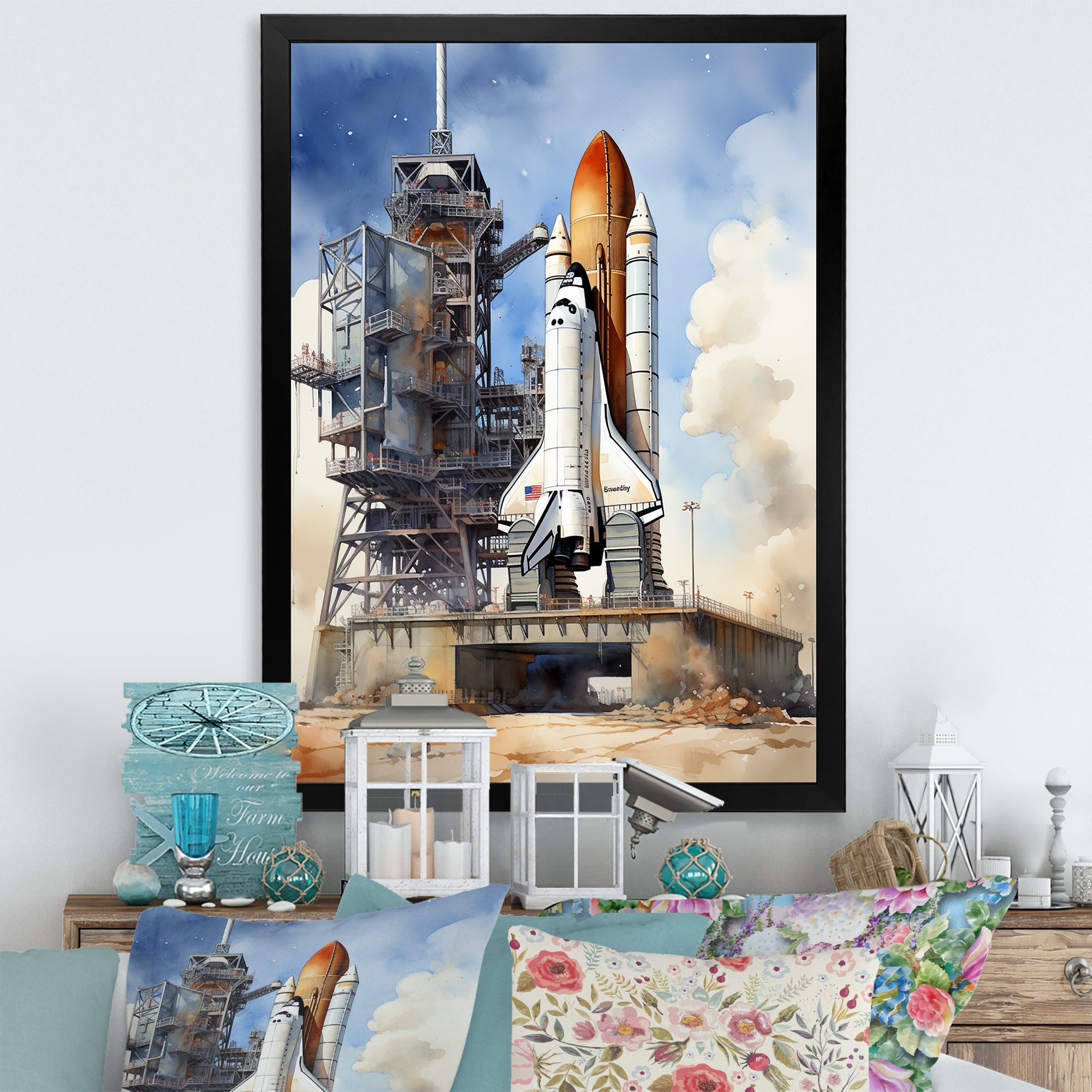 Space Shuttle Launch I - Space Shuttle Canvas Wall Art