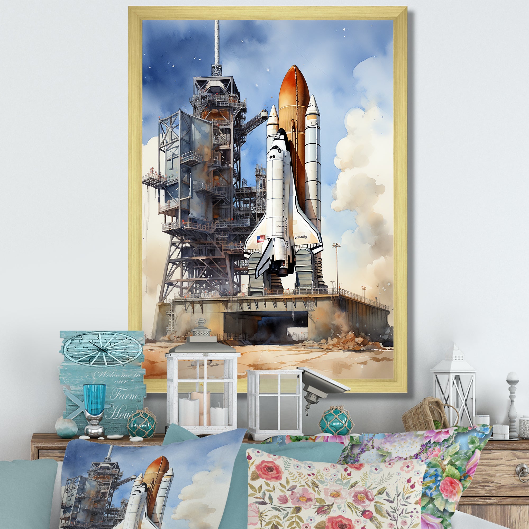 Space Shuttle Launch I - Space Shuttle Canvas Wall Art