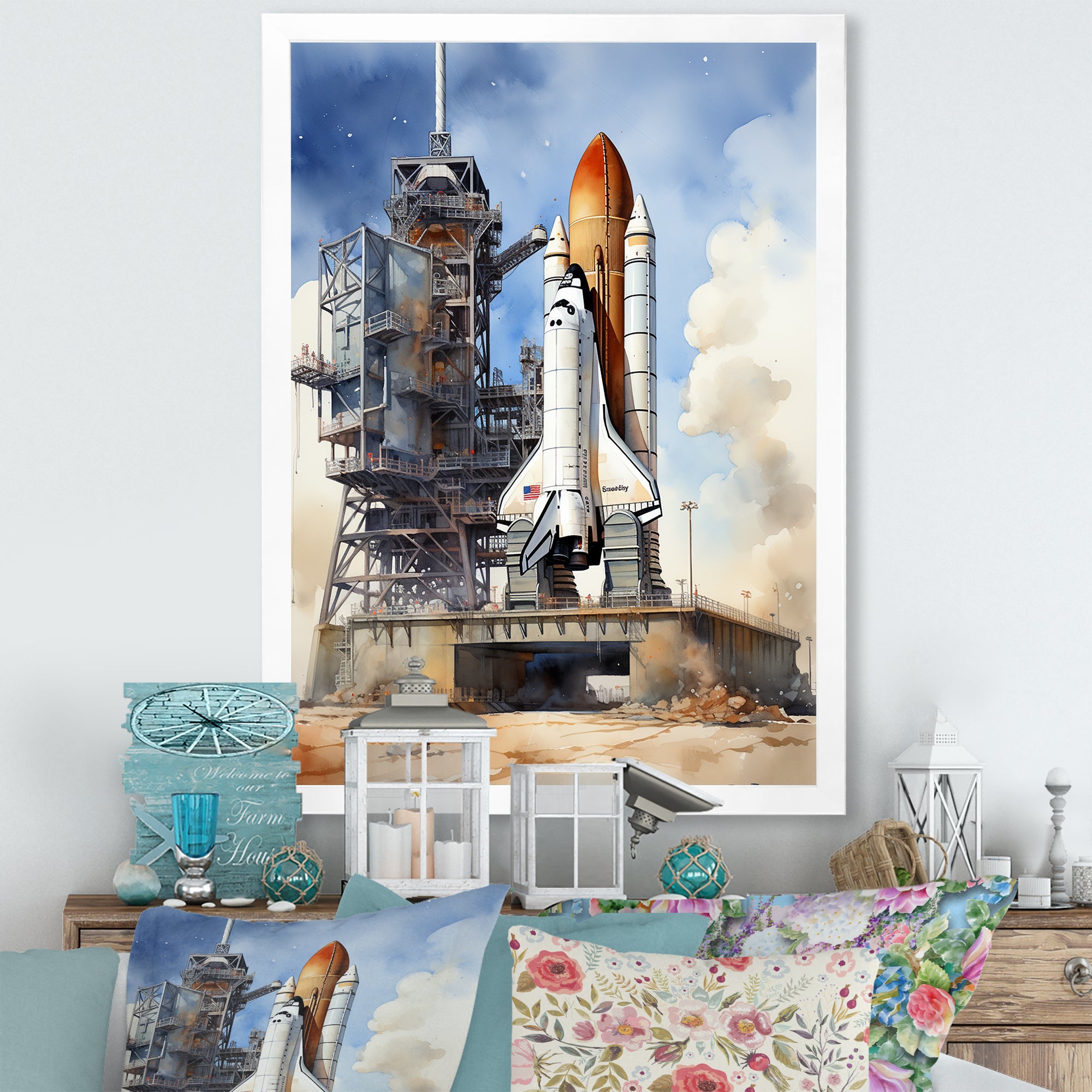 Space Shuttle Launch I - Space Shuttle Canvas Wall Art