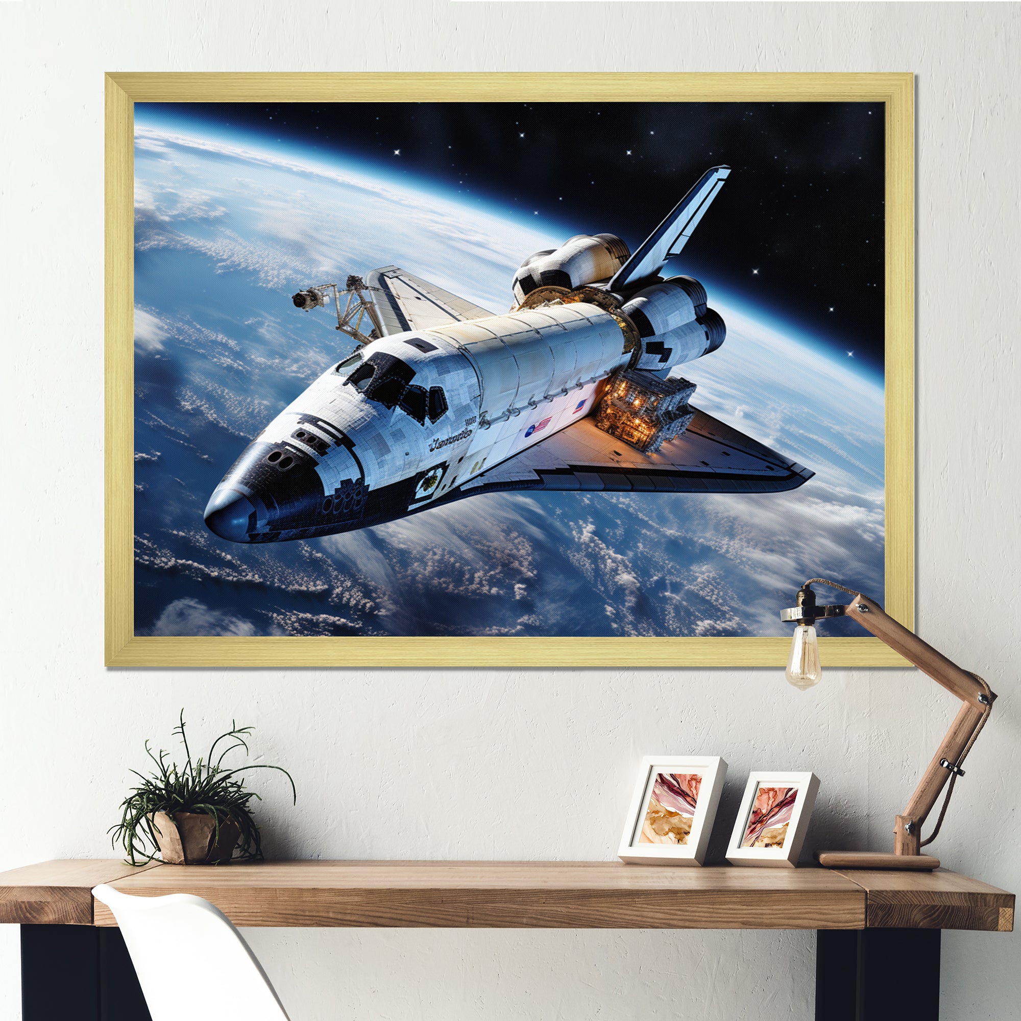 Shuttle In The Space I - Space Shuttle Canvas Wall Art