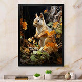 Brown Squirrel Squirrels Antics Pastoral - Squirrel Large Canvas Wall Art