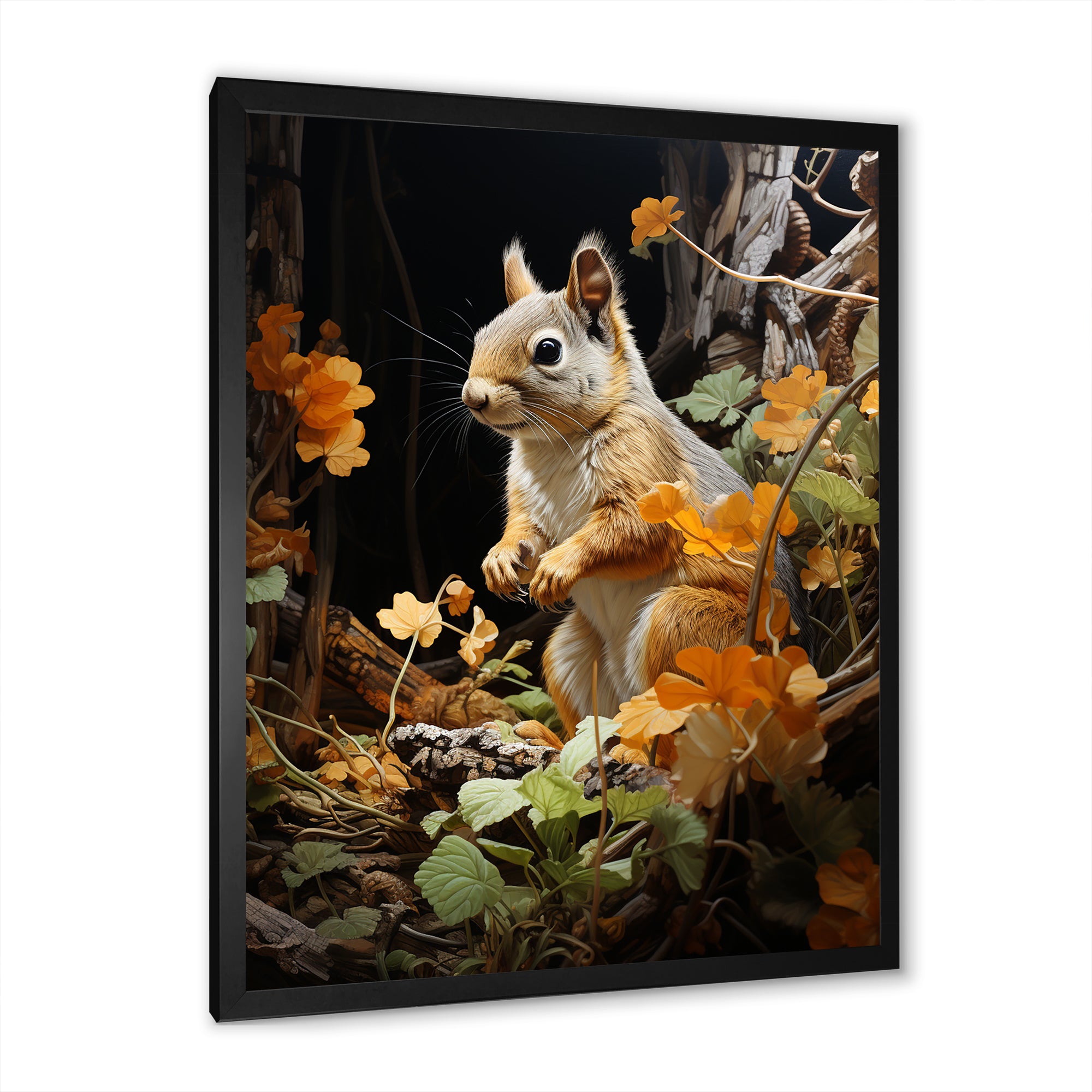Brown Squirrel Squirrels Antics Pastoral - Squirrel Large Canvas Wall Art