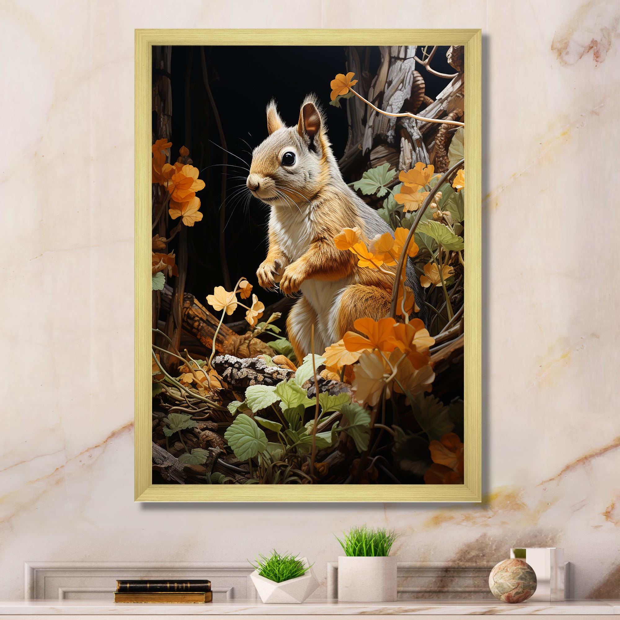 Brown Squirrel Squirrels Antics Pastoral - Squirrel Large Canvas Wall Art