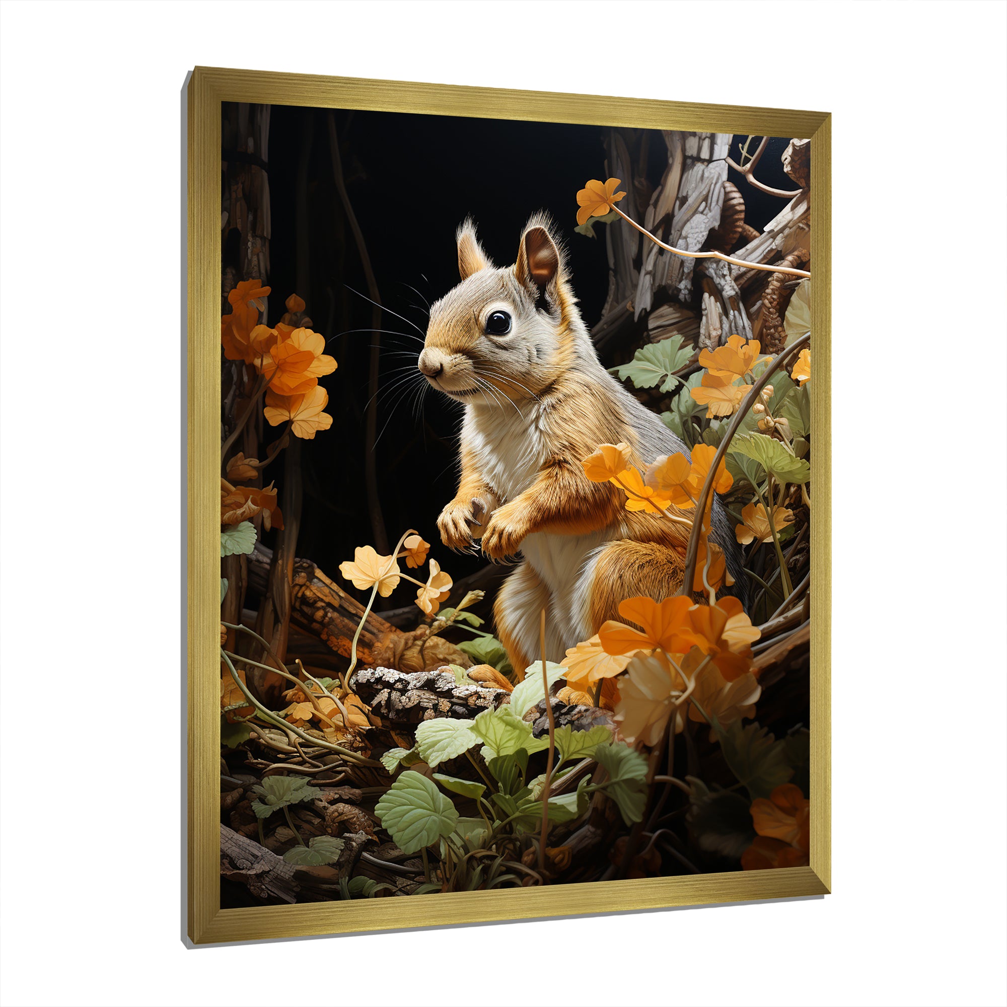 Brown Squirrel Squirrels Antics Pastoral - Squirrel Large Canvas Wall Art