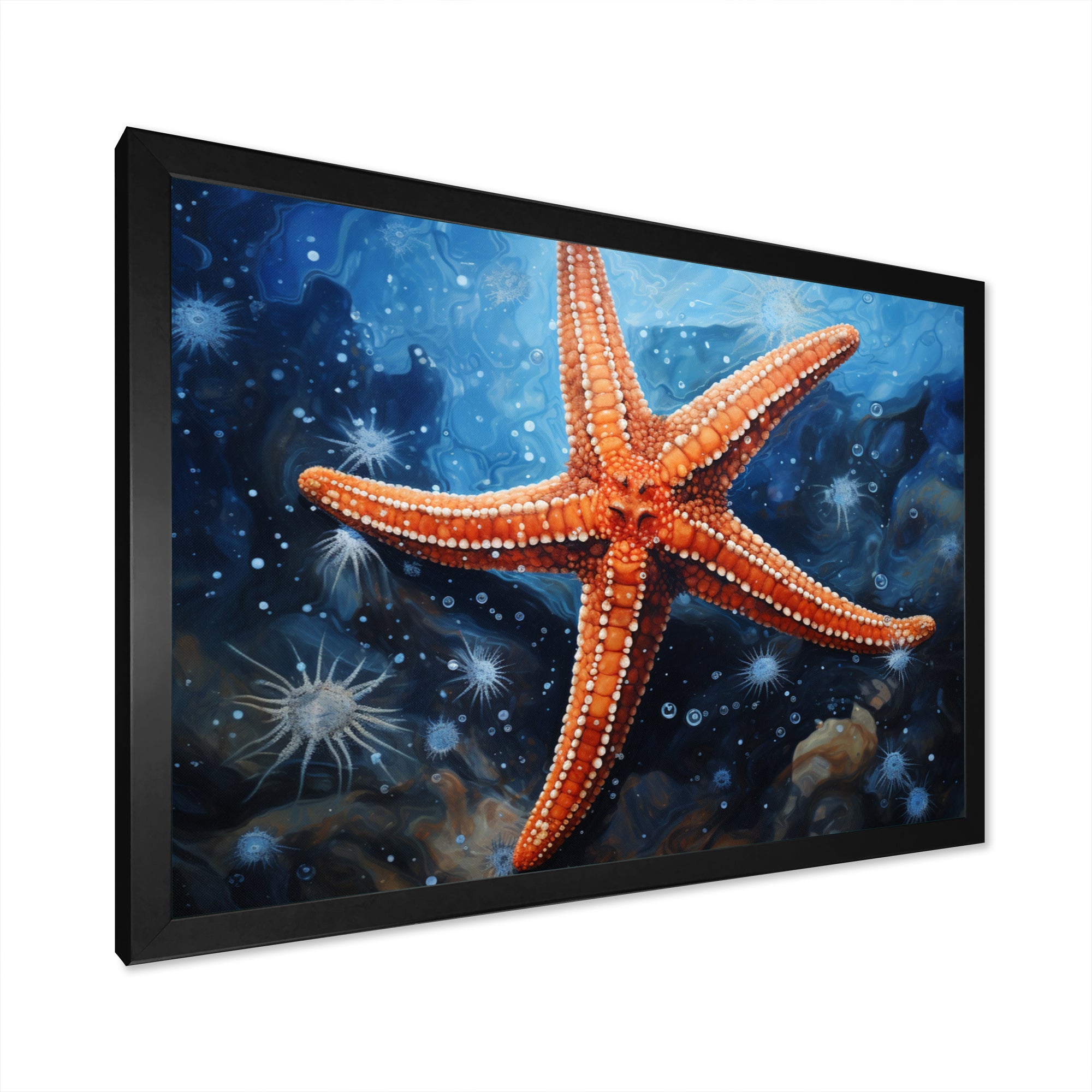 Coral Starfish Underwater - Starfish Living Room Wall Art