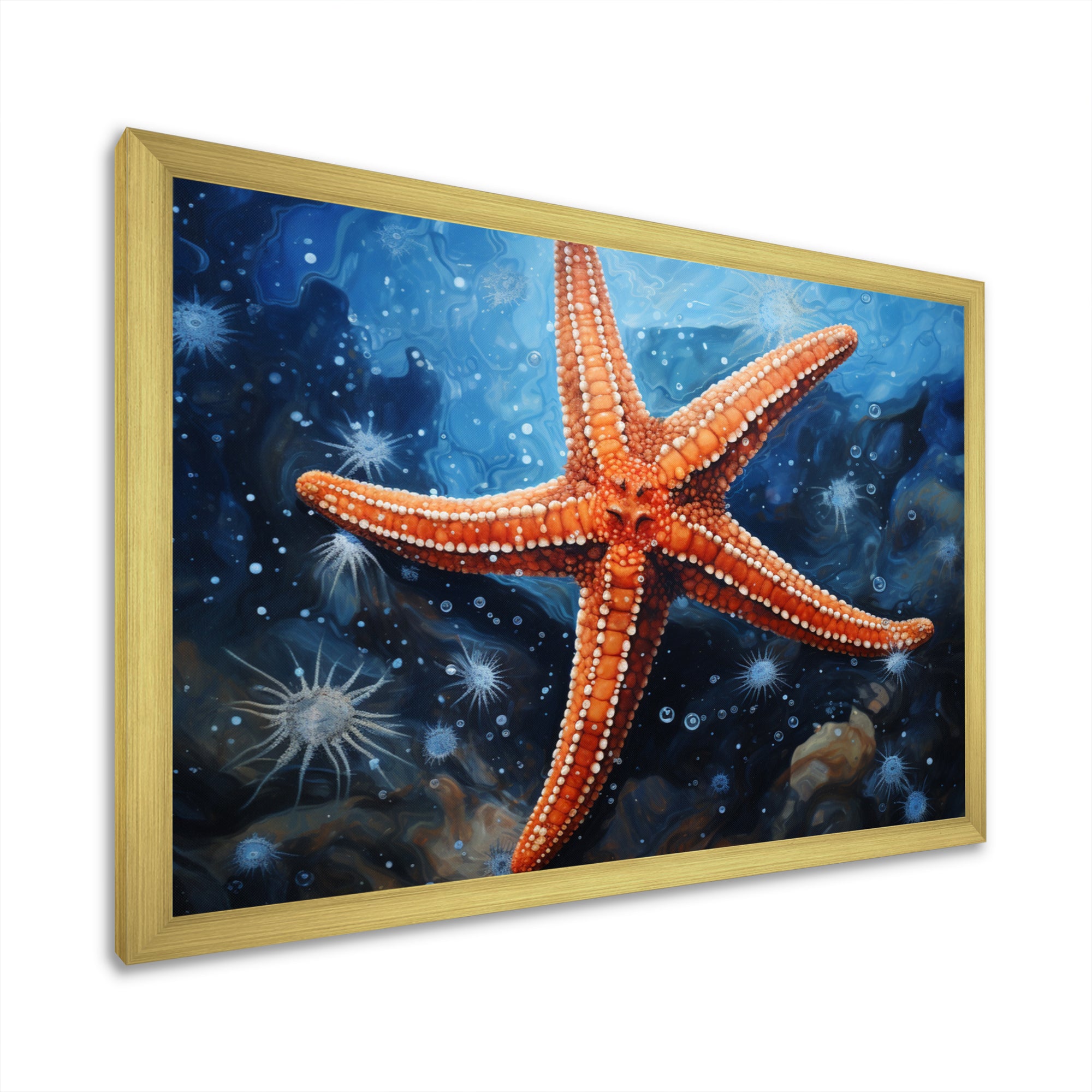 Coral Starfish Underwater - Starfish Living Room Wall Art