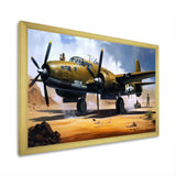 Vintage Airplane In Desert I - Plane Canvas Wall Art