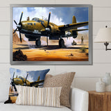 Vintage Airplane In Desert I - Plane Canvas Wall Art
