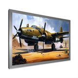 Vintage Airplane In Desert I - Plane Canvas Wall Art