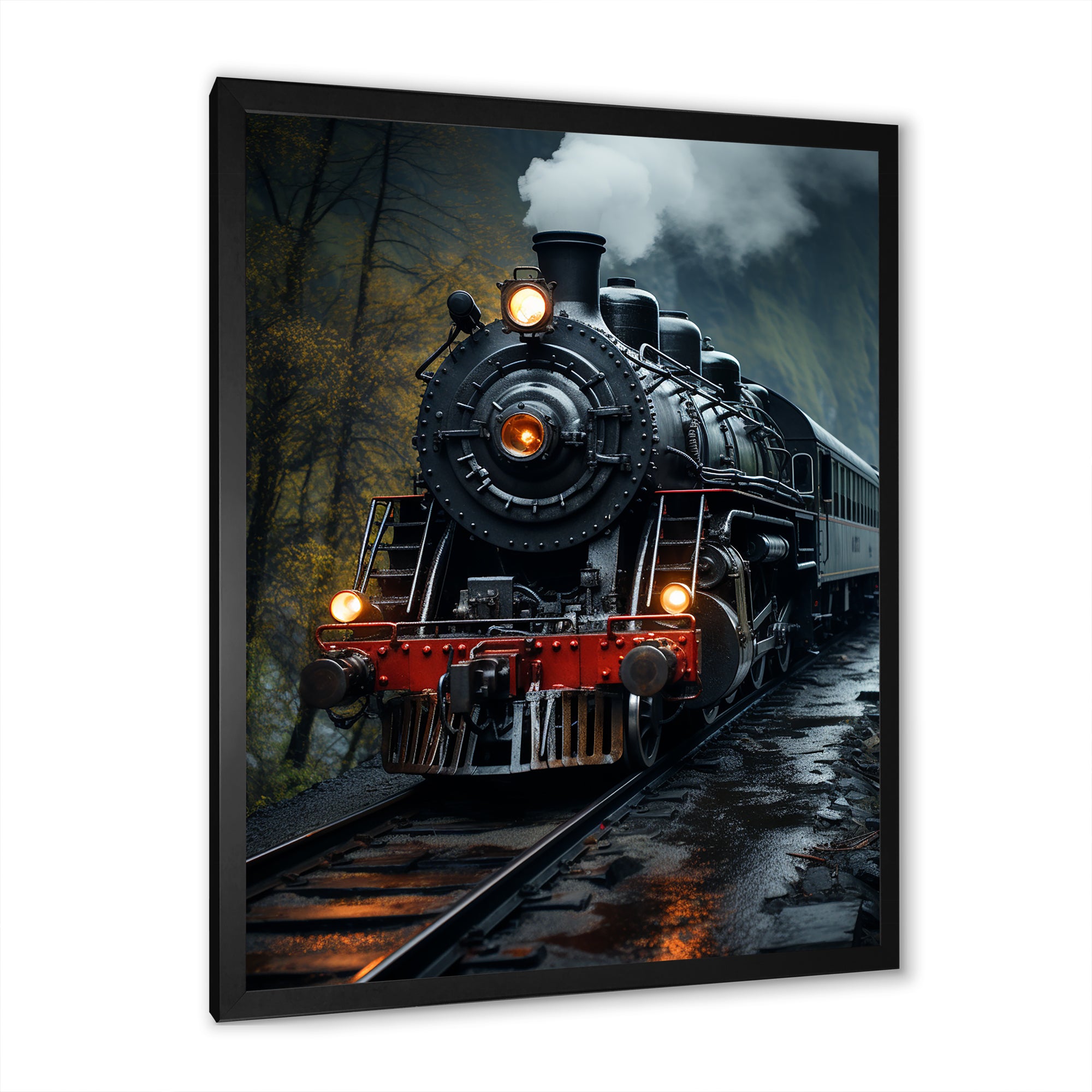 The Massive Steam Locomotive Belches Smoke I - Train Canvas Wall Art