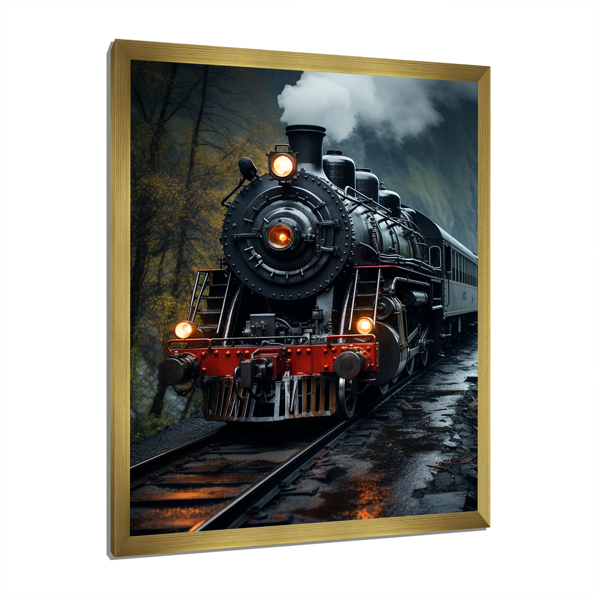 The Massive Steam Locomotive Belches Smoke I - Train Canvas Wall Art