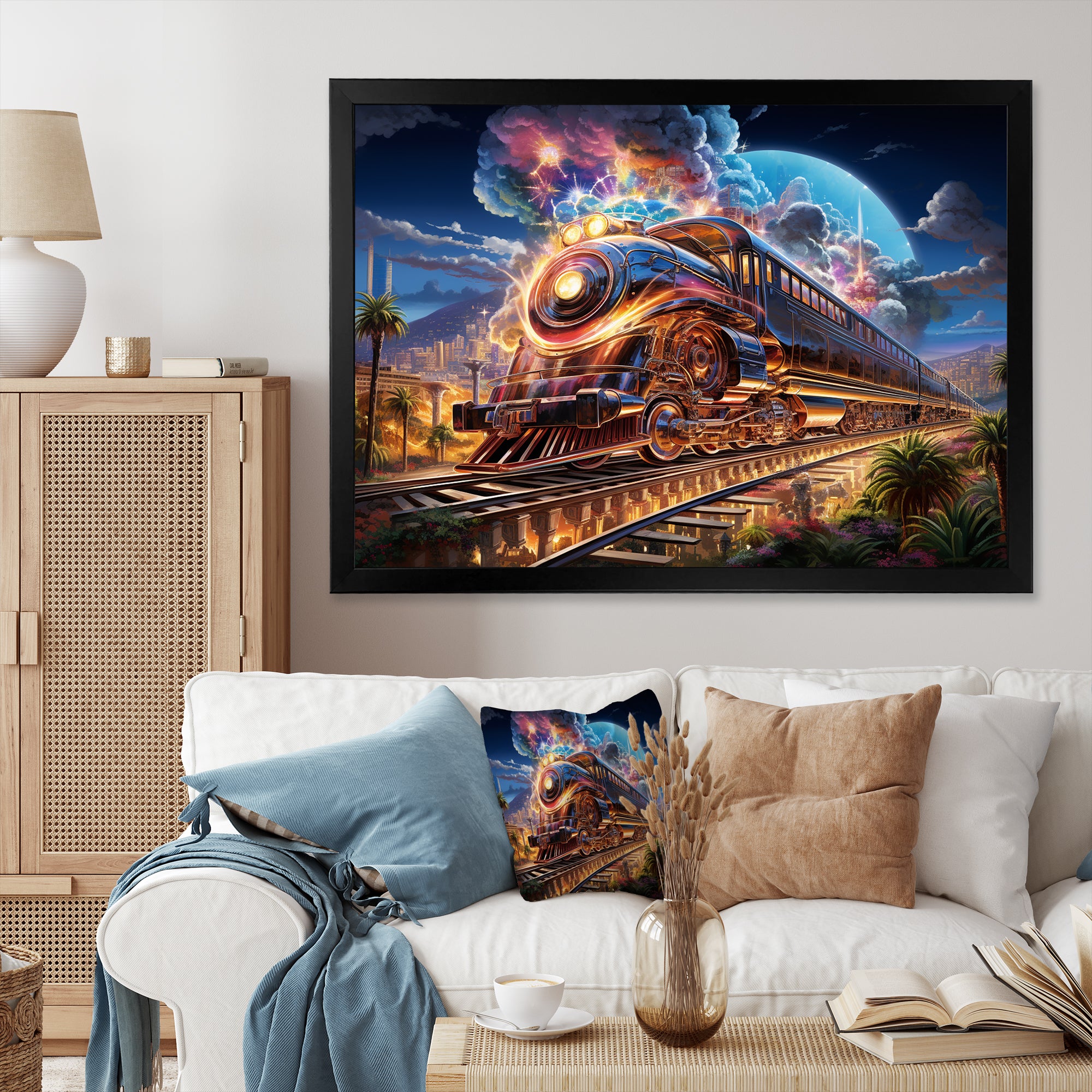 Abstract Train 1950s Chromatic Journey I - Train Canvas Wall Art