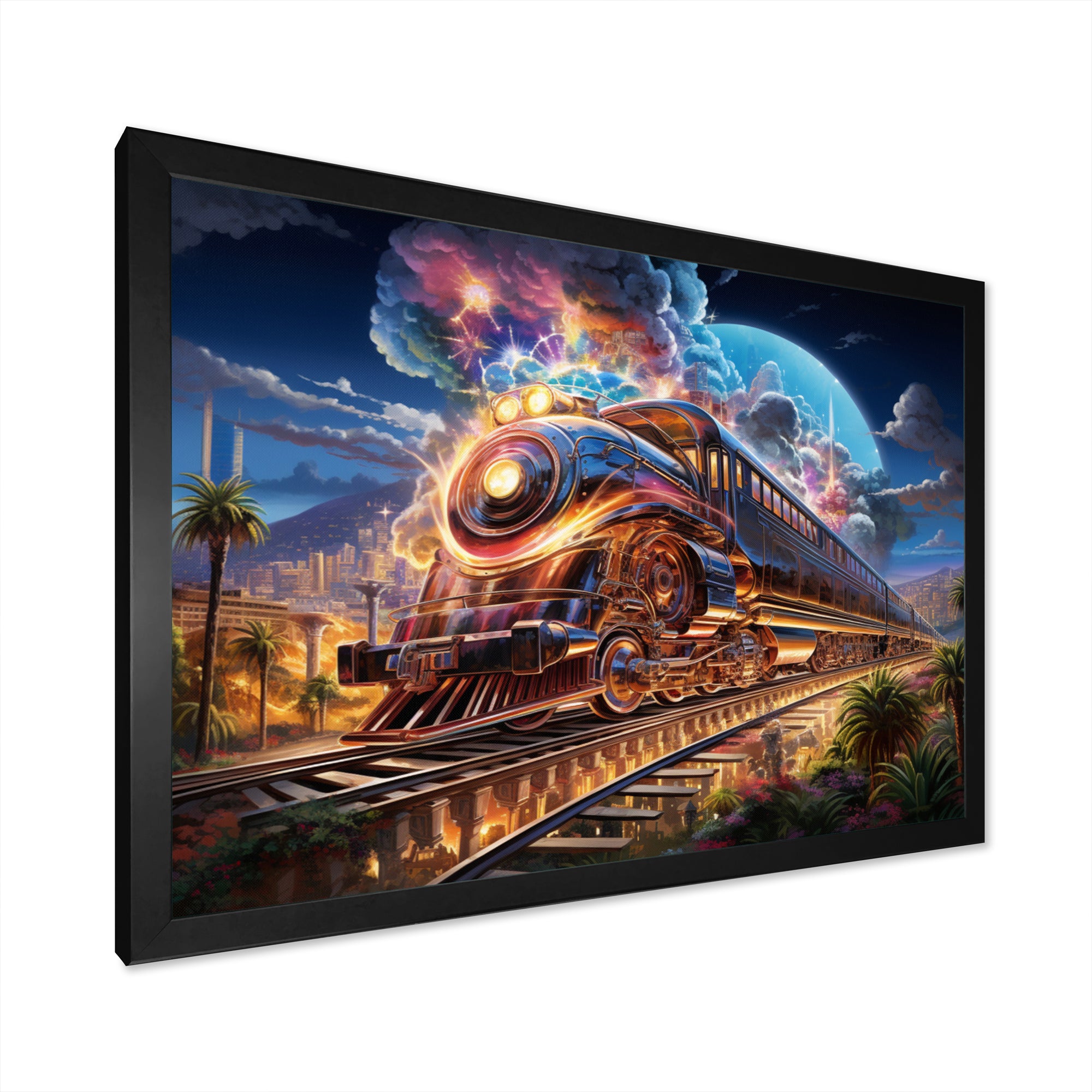 Abstract Train 1950s Chromatic Journey I - Train Canvas Wall Art