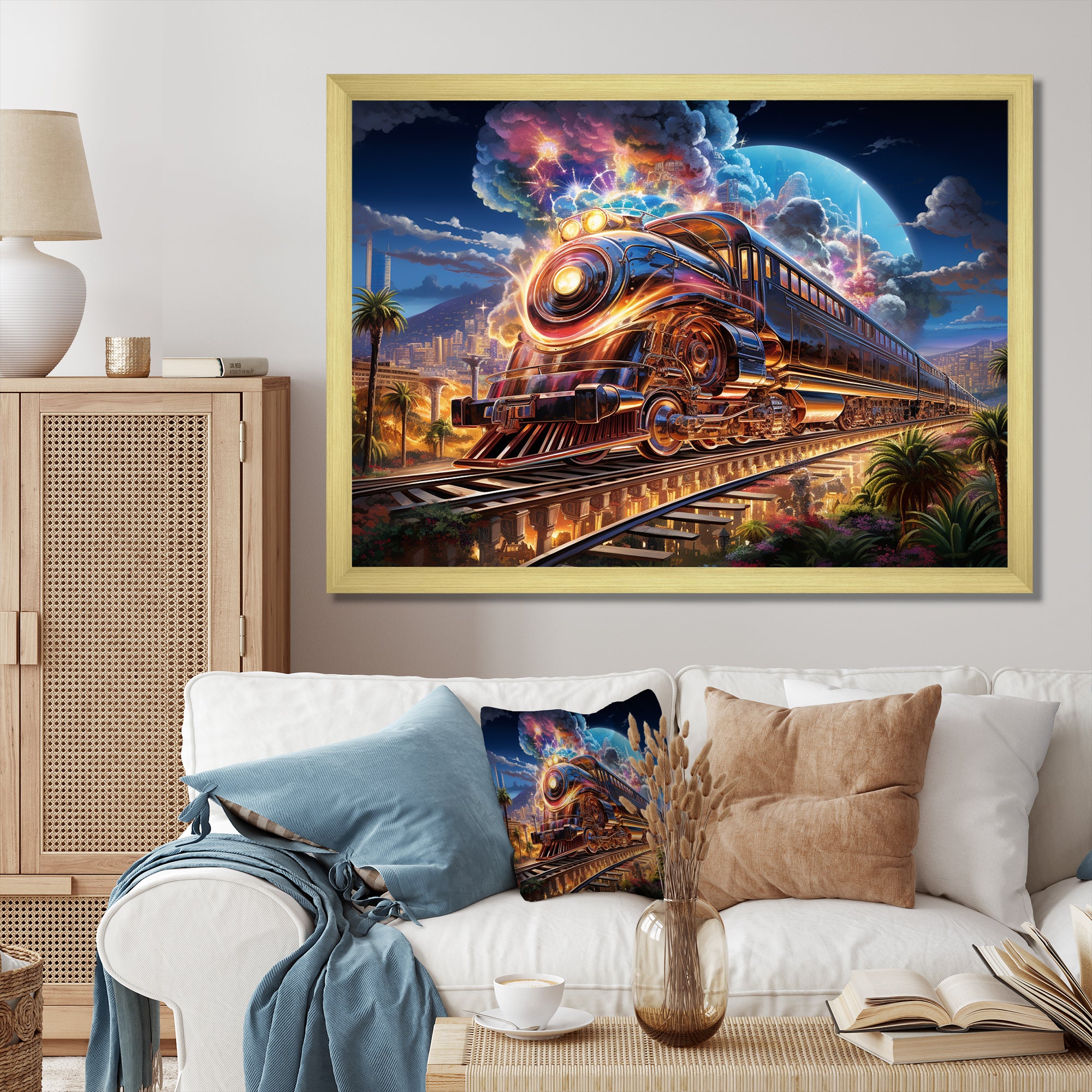 Abstract Train 1950s Chromatic Journey I - Train Canvas Wall Art