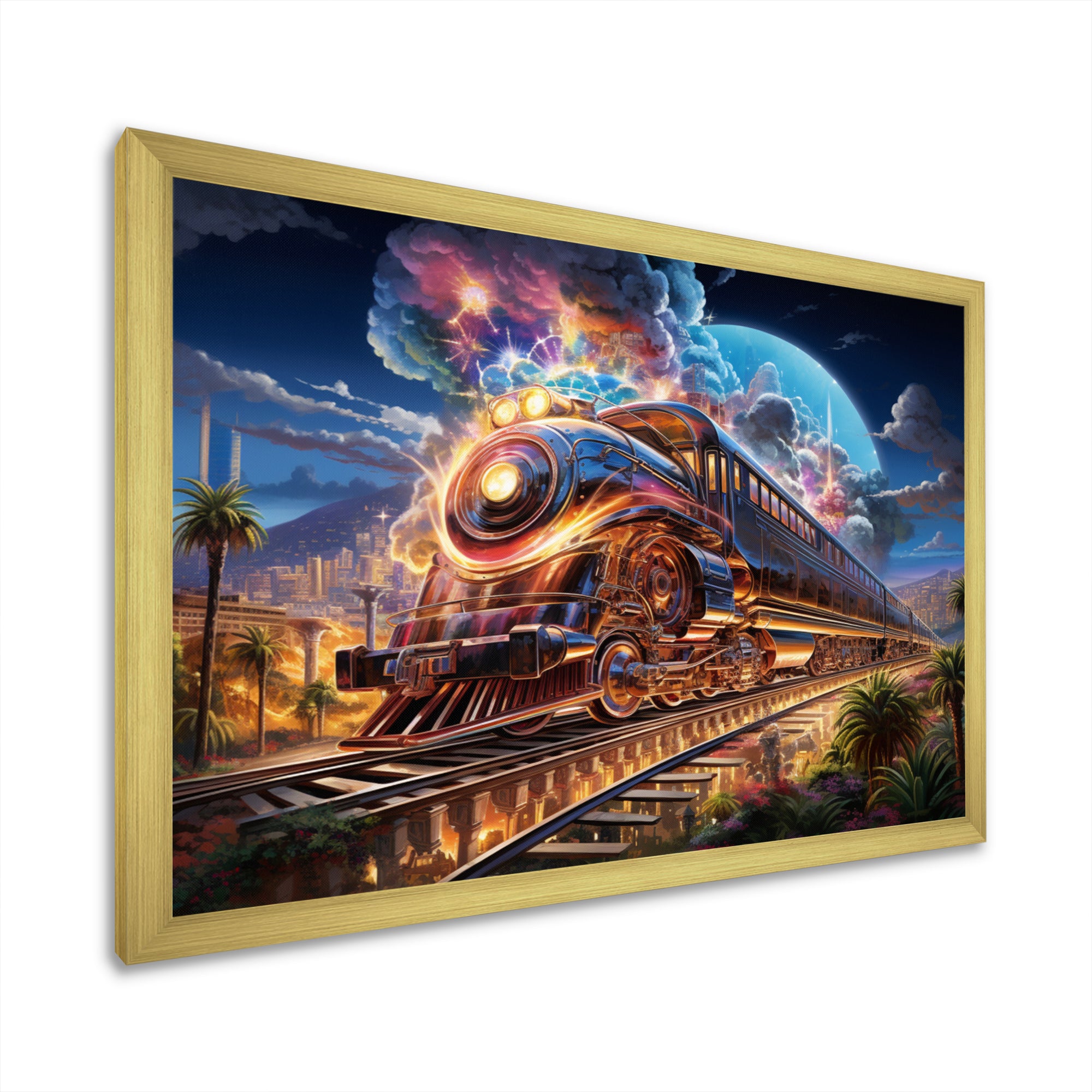 Abstract Train 1950s Chromatic Journey I - Train Canvas Wall Art